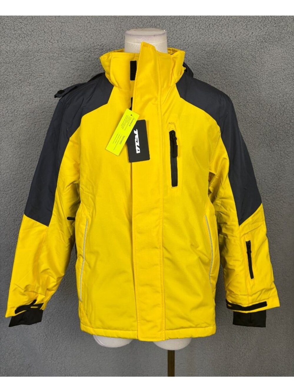 Tsla Youth Winter Sports Jacket Hood & Fleece Lining Yellow/Black Lg (14/16) NWT